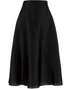 Alberta Ferretti Jupe Mi-Longue Plissée En Soie - Black