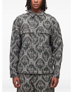 Osklen Giacca-Camicia A Fiori Jacquard - Grigio