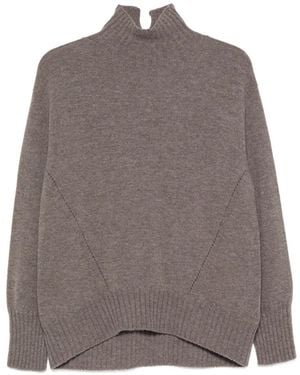 Whyci High-Neck Ribbed-Trim Jumper - Brown