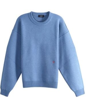 Willy Chavarria Logo-Embroidered Crew-Neck Jumper - Blue