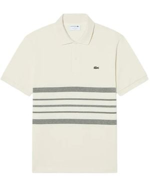 Lacoste Striped Short-Sleeve Polo Shirt - White