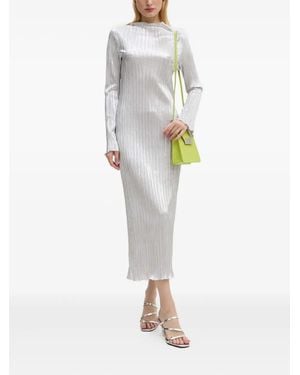 Never Fully Dressed Plissé-Effect Long-Sleeve Dress - White