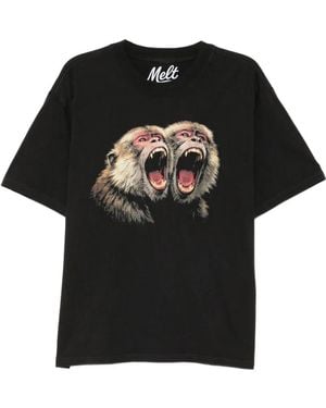 Melt Monkey-Print T-Shirt - Black