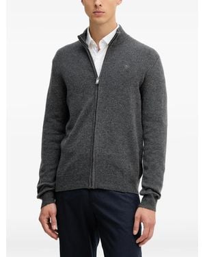 Hackett Elbow-Patch Cardigan - Grey