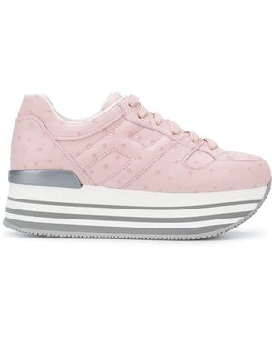 Hogan Ostrich Leather Platform Trainers - Pink