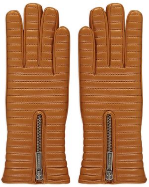 Moorer Quilted Zip-Fastening Gloves - Brown