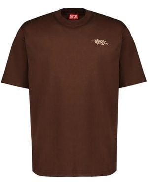 DIESEL Logo Printed T-Shirt - Brown
