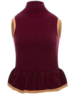 Fracomina Peplum-Hem Sleeveless Vest - Purple