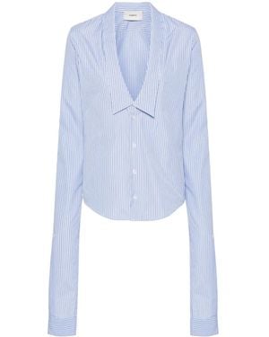 Coperni Stripped Open-Collar Shirt - Blue