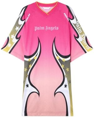Palm Angels Racing Graphic T-Shirt Mini Dress - Pink