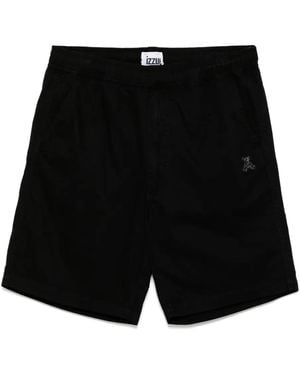 Izzue Logo-Embroidered Shorts - Black