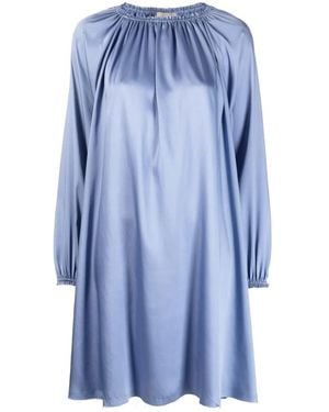 Blanca Vita Gathered-Detail Long-Sleeve Dress - Blue
