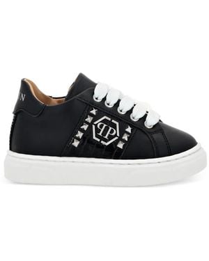 Philipp Plein Stud-Embellished Leather Trainers - Black