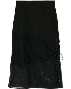 Shiatzy Chen Paneled Wool Midi Skirt - Black