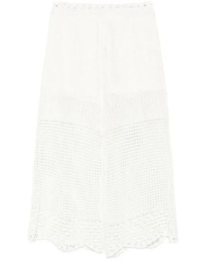 IRO Lirysse Crochet-Knit Scalloped-Hem Pants - White