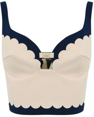 Elisabetta Franchi Scalloped-Hem Top - Blue