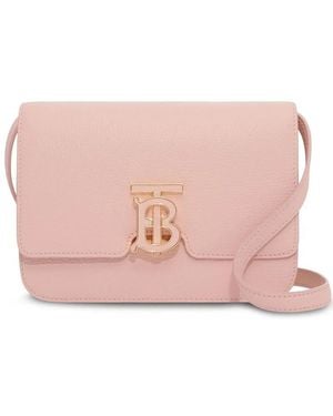 Burberry Tb Logo-Plaque Calf Leather Shoulder Bag - Pink