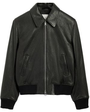 Ami Paris Zip-Front Leather Jacket - Black