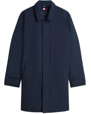Tommy Hilfiger Concealed-Fastening Collared Coat - Blue