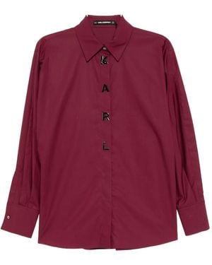 Karl Lagerfeld Poplin Press-Stud Shirt - Red