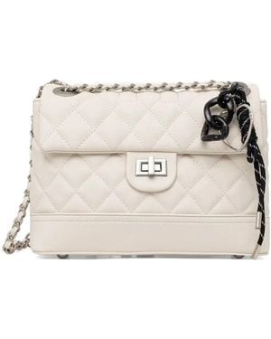 Silvian Heach Quilted Leather-Chain Cross Body Bag - Natural