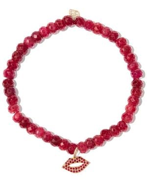 Sydney Evan 14Kt Lips Andalucite And Ruby Charm Bracelet - Red