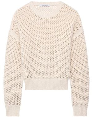 Another Tomorrow Open-Knit Crew-Neck Jumper - White