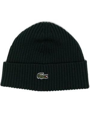 Lacoste Logo-Embroidered Beanie - Black