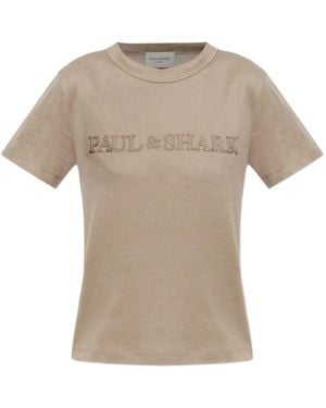 Paul & Shark Logo-Embroidered T-Shirt - Grey