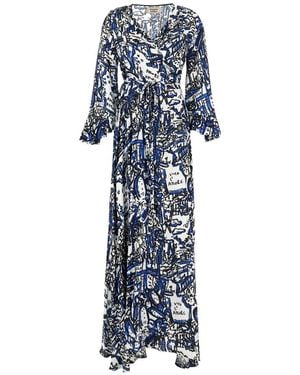 ALESSANDRO ENRIQUEZ Maxikleid Mit Gürtel - Blau