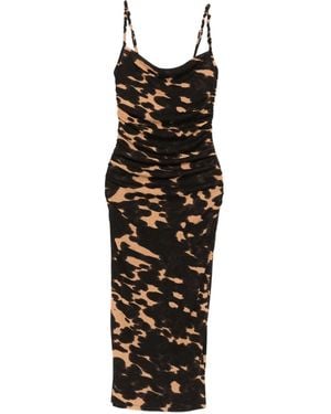Nanushka Ruched Print Midi Dress - Black