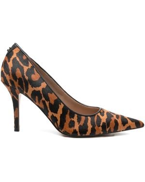Guess 85Mm Decollete Prindy Leopard-Print Court Shoes - Brown