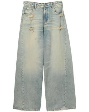Halfboy Pantaloni Denim Con Effetto Vissuto - Blu