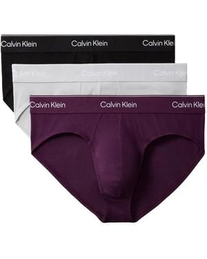 Calvin Klein Pack De Tres Calzoncillos Icon Con Logo En La Cinturilla - Morado