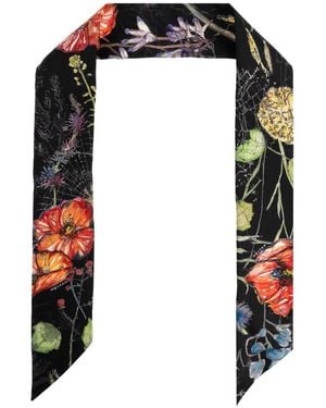 McQueen Floral Silk Scarf - Black