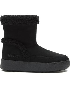 Moon Boot Sherpa-Trimmed Platform Boots - Black