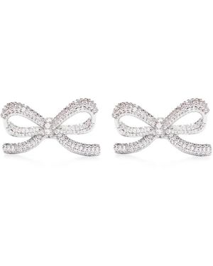 Self-Portrait Crystal Bow Earrings - White