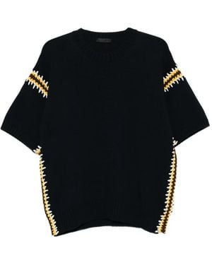 Prada Embroidered Cotton T-Shirt - Black