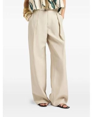 Liviana Conti Belted Pleated Trousers - Natural