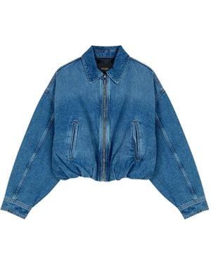 Maje Zip-Up Denim Jacket - Blue