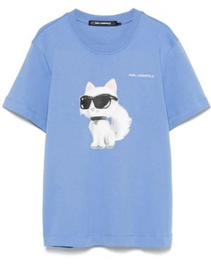 Karl Lagerfeld Choupette-Print T-Shirt - Blue