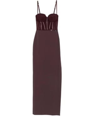 Elisabetta Franchi Embellished-Corset Maxi Dress - Purple