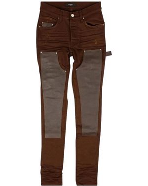Amiri Leather-Detail Jeans - Brown