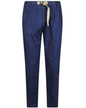 White Sand Belted Straight Trouser - Blue