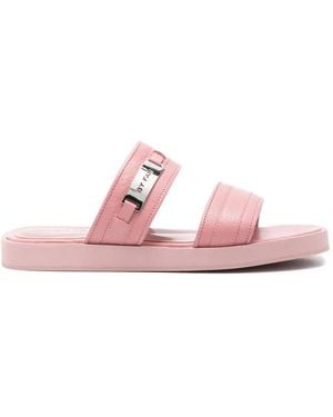 BY FAR Logo-Plaque Double-Strap Sandals - Pink