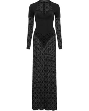 Marine Serre Layered Long Dress - Black