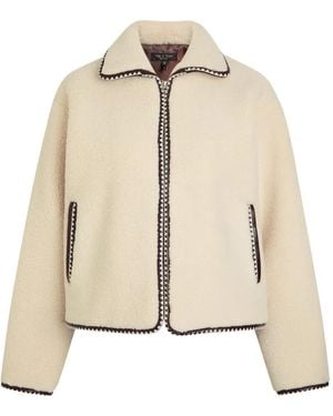 Rag & Bone Triangular-Pattern-Trim Zip-Up Jacket - Natural