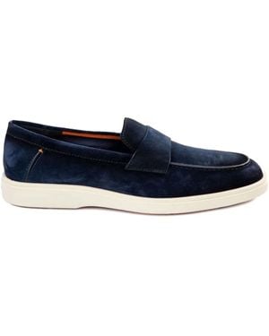 Santoni スエード ペニーローファー - ブルー