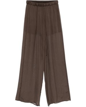 Alysi Drawstring Palazzo Trousers - Brown