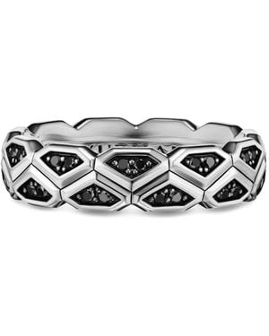 David Yurman Hex Sterlingsilberring mit schwarzen Diamanten - Weiß